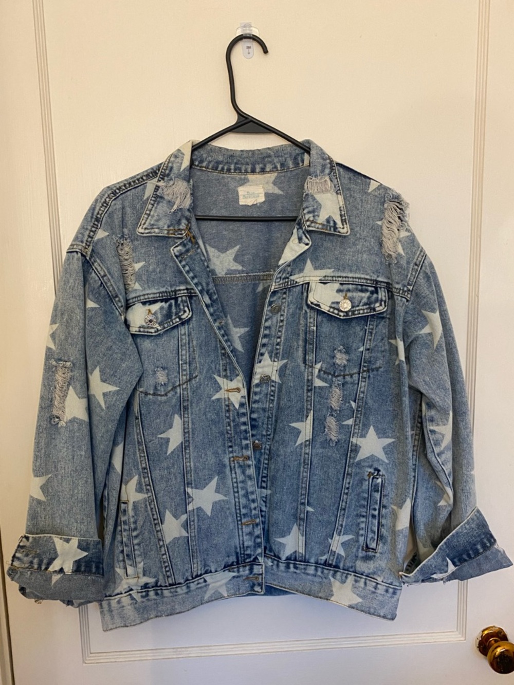 Star-Print Light Blue Denim Jacket